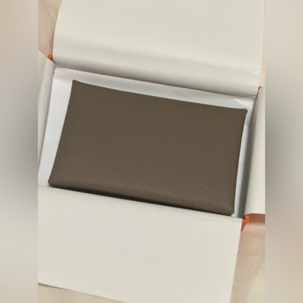 Hermes Calvi Cardholder Etoupe